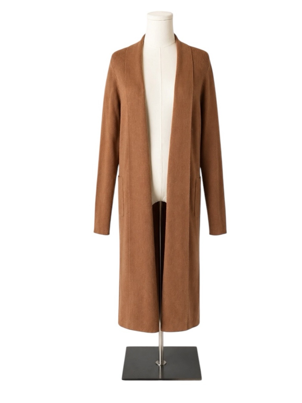 Cyrus - NWT Long Open Front Duster Cardigan Sweater Tobacco Brown Sz L